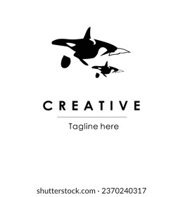 orca whale vector logo, simple and elegant design.