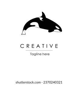 orca whale vector logo, simple and elegant design.
