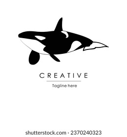 orca whale vector logo, simple and elegant design.