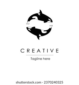 orca whale vector logo, simple and elegant design.