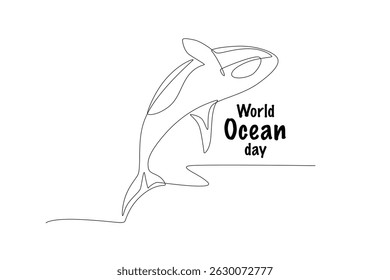 Orca whale. World ocean day concept one-line drawing