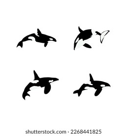 Orca whales. Sea animal killer whales. Marine animal in Scandinavian style.