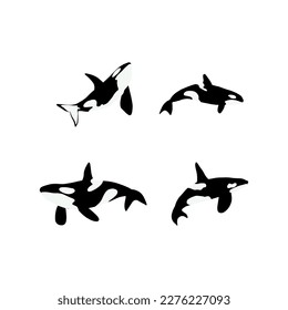 Orca whales. Sea animal killer whales. Marine animal in Scandinavian style.