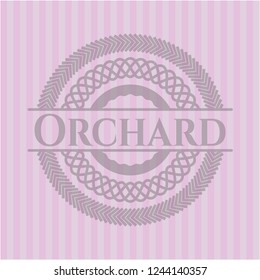 Orchard badge with pink background