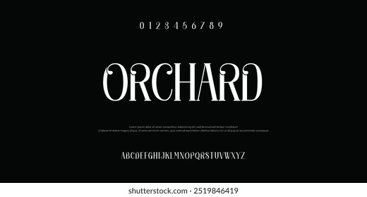 ORCHARD fonte, tipografia, alfabeto, logotipo, typo, tipo, pânico, energético, horror, fonte, letra, onda, moderno, alarme, vetor, design, música, gráfico, sinal, tipográfico, decorativo, inglês, letras