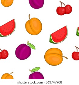 Orchard fruits pattern. Cartoon illustration of orchard fruits vector pattern for web