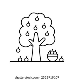 ícone de pomar com fundo branco vetor ilustração stock