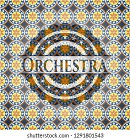 Orchestra arabic style emblem. Arabesque decoration.
