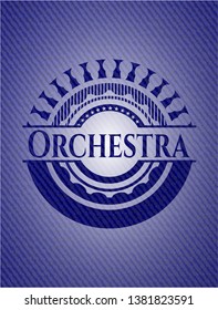 Orchestra badge with denim background