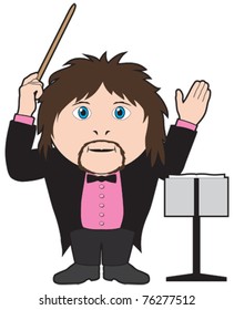 Orchestra conductor with baton