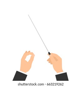 Orchestra conductor hand. Clipart image isolated on white background