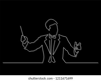 Orchestra conductor isolated line drawing, vector illustration design. Music collection.