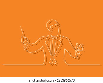 Orchestra conductor isolated line drawing, vector illustration design. Music collection.