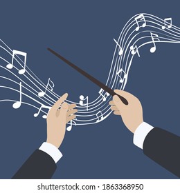 
orchestra conductor and sheet music