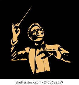 Orchestra conductor vector illustration.  Minimalistic black linear sketch isolated on white background. Vector illustration. Without artificial intelligence