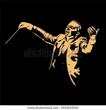 Orchestra conductor vector illustration.  Minimalistic black linear sketch isolated on white background. Vector illustration. Without artificial intelligence