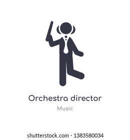 orchestra director with stick outline icon. isolated line vector illustration from music collection. editable thin stroke orchestra director with stick icon on white background