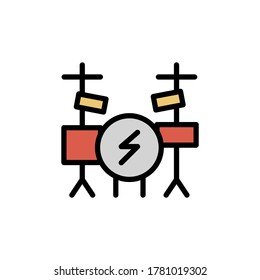 Orchestra, drum kit icon. Simple color with outline vector elements of rock n roll icons for ui and ux, website or mobile application