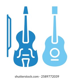 Orchestra dual tone blue color, mini illustration icon. use for modern concept, print, UI, UX kit, web and app development. Vector EPS 10, related to entertainment, festival, funfair and hobbies.