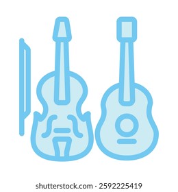 Orchestra dual tone blue color, mini illustration icon. use for modern concept, print, UI, UX kit, web and app development. Vector EPS 10, related to entertainment, festival, funfair and hobbies.