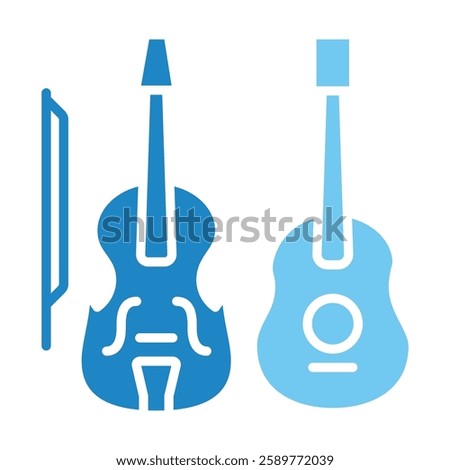 Orchestra dual tone blue color, mini illustration icon. use for modern concept, print, UI, UX kit, web and app development. Vector EPS 10, related to entertainment, festival, funfair and hobbies.
