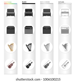 Orchestra, entertainment, ensemble and other web icon in cartoon style.Concert, music, symphony icons in set collection.