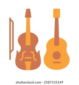 Orchestra flat color, mini illustration icon. use for modern concept, print, UI, UX kit, web and app development. Vector EPS 10, related to entertainment, festival, funfair and hobbies.