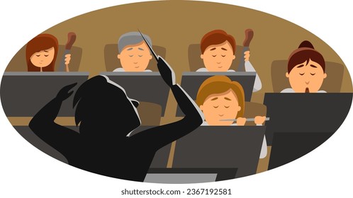 Orchestra group, illustration, vector on a white background.