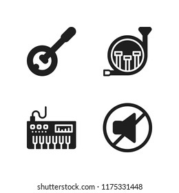 orchestra icon. 4 orchestra vector icons set. banjo, mute and piano icons for web and design about orchestra theme