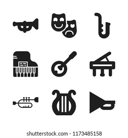 orchestra icon. 9 orchestra vector icons set. piano, harp and horn icons for web and design about orchestra theme