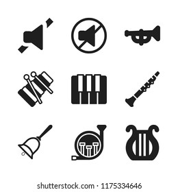orchestra icon. 9 orchestra vector icons set. piano, french horn and oboe icons for web and design about orchestra theme
