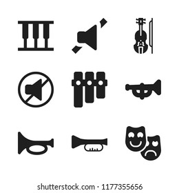 orchestra icon. 9 orchestra vector icons set. xylophone, mute and theatre icons for web and design about orchestra theme