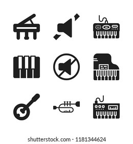 orchestra icon. 9 orchestra vector icons set. mute, trumpet and piano icons for web and design about orchestra theme