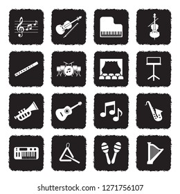 Orchestra Icons. Grunge Black Flat Design. Vector Illustration. 
