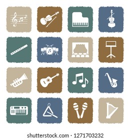 Orchestra Icons. Grunge Color Flat Design. Vector Illustration. 