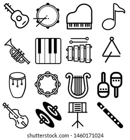 Orchestra Icons, music icon vector set. musical instruments symbol illustration collection.