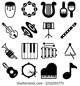 Orchestra Icons, music icon vector set. musical instruments symbol illustration collection.