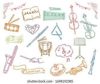 Orchestra instruments set. Vector illustration.