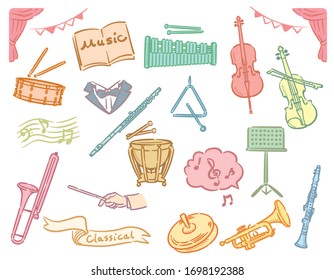 Orchestra instruments set. Vector illustration.