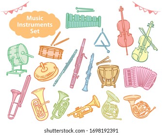 Orchestra instruments set. Vector illustration.