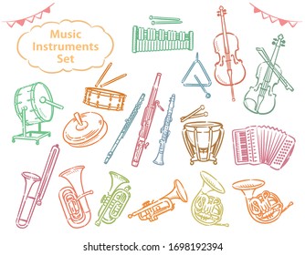 Orchestra instruments set. Vector illustration.