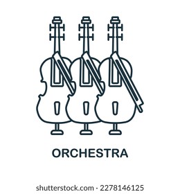 Orchestra line icon. Simple element from musical instruments collection. Creative Orchestra outline icon for web design, templates, infographics and more