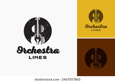 orchestra Lines Vintage logo: Vintage-style lines forming an abstract orchestra conductor, evoking nostalgia and artistic elegance. Ideal for music schools or classical music enthusiasts.