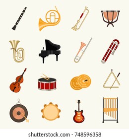 Orchestra music instruments vector set