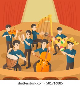 Orchestra musicians figures concept set. Cartoon illustration of orchestra musicians figures vector concept for web