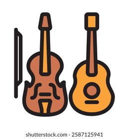 Orchestra outline color, mini illustration icon. use for modern concept, print, UI, UX kit, web and app development. Vector EPS 10, related to entertainment, festival, funfair and hobbies.