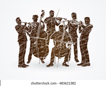 Orchestra player design using brown grunge brush graphic vector
