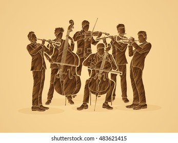 Orchestra player design using brown grunge brush graphic vector