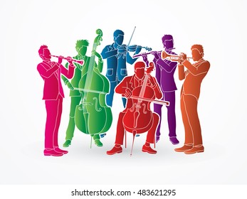 Orchestra player design using colorful graphic vector