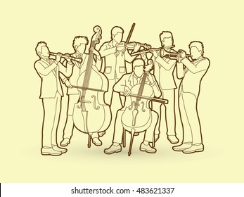 Orchestra player design using outline graphic vector